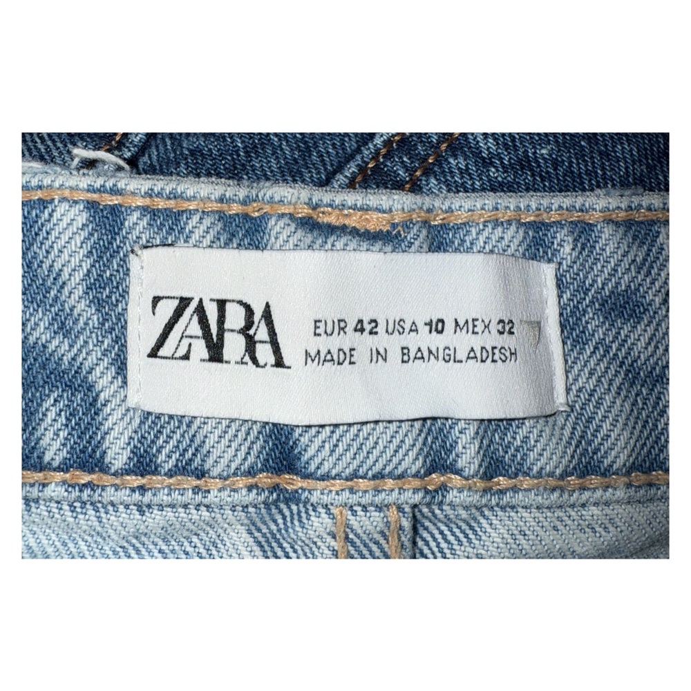 Zara - Distressed High Waisted Denim Shorts - Size 10 - Picture 4 of 5